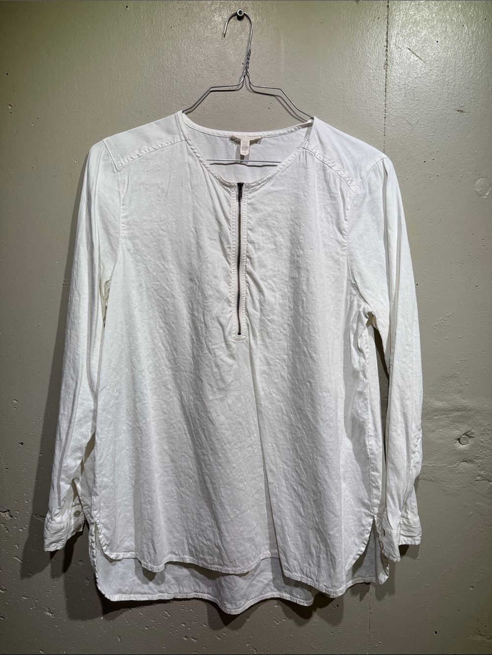 Eileen Fisher Off-White Zip-Front Pullover